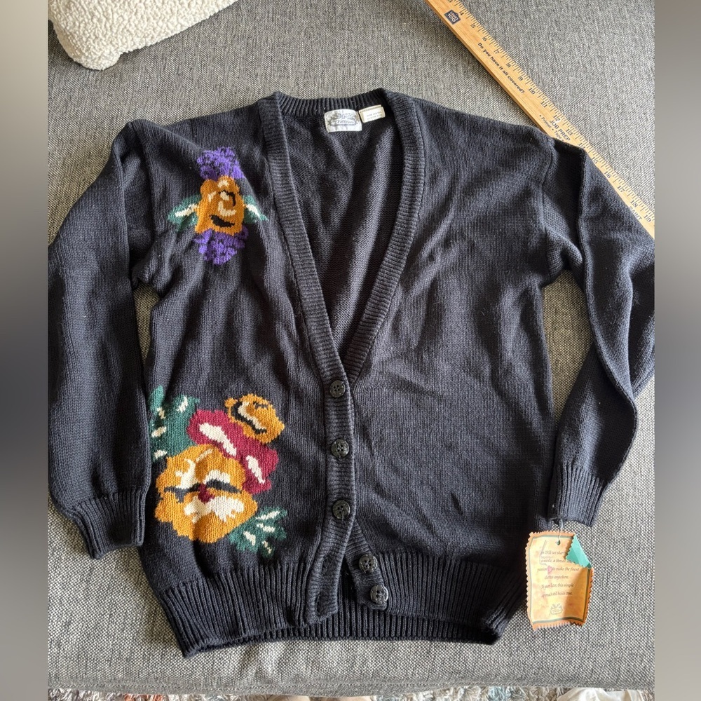 VTG Villager deadstock floral cardigan womens large